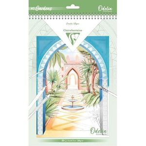 Clairefontaine 95743C Kleurblok voor volwassenen, creativiteit, ontspanning, Zen tuindecors, multifunctioneel, potloden, viltstiften, aquarel, verf, 20 vellen, formaat A4, 250 g, ODELIA Les Jardins
