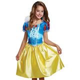 Disney Officieel klassiek kostuum sneeuwwitje, meisjes, prinsessenkostuum, verkrijgbaar in de maten S en M, Blauw