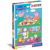 Clementoni - Puzzel Peppa Pig 2 x 60 stuks Does Not Apply Supercolor Pig-2 x 60 Kinderen 5 jaar Box van 2 (60 stuks) Cartoon Made in Italy, 24793, meerkleurig, medium