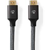 Nedis - Ultra High Speed HDMI-kabel - HDMI stekker - 48Gbps - 2m - Rond - Metaal - Antraciet