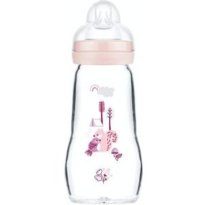 MAM glazen fles, 260 ml - 0 maanden - doorstroomsnelheid 2 spenen, gemiddelde snelheid - roze