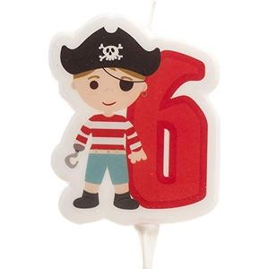 Dekora - 345260 Piratenkaars | Piraat 2D verjaardagskaars voor kindertaarten - nummer 6