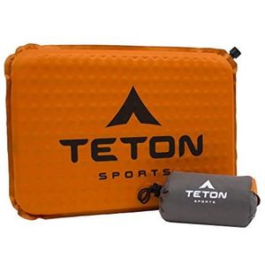 TETON Sports Camping zitkussen, stadionstoel, bureaustoel, autokussen, opblaasbaar, oranje, 43,2 x 30,5 x 3,8 cm