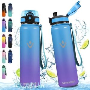 Vikaster Thermosfles van roestvrij staal, 18/8, thermosfles van roestvrij staal, 1 liter, vacuüm-thermosfles, sportfles, warme waterfles, koud, buiten