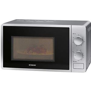 Bomann MWG 6015 CB Four à micro-ondes avec grill, 700 W, micro-ondes + 800 W, minuterie 30 minutes avec signal final, éclairage de cuisine Argenté