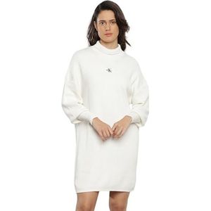 Calvin Klein Jeans Losse trui-jurk met geweven label, truijurken voor dames, Wit