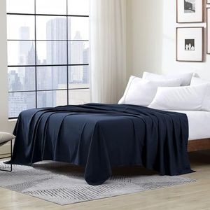 Cathay Luxe laken polyester, zacht, voor eenpersoonsbed, kingsize, marineblauw