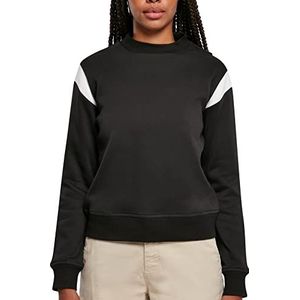 Urban Classics Dames ronde hals sweatshirt zwart / wit, L, Zwart/Wit