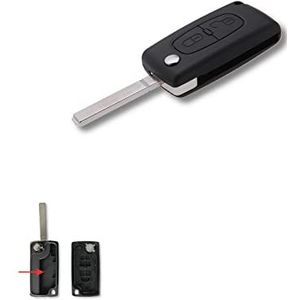 1neiSmartech Sleutelbehuizing 2 toetsen vervangbaar compatibel auto Citroen C1 C2 C3 C4 C5 E met batterijvak op elektronische kaart sleutel met behuizing en lemmet (code B01G)