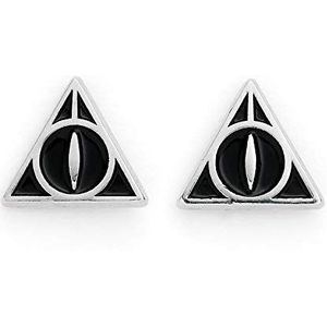 Harry Potter The Carat Shop oorstekers, verzilverd, Relieken van de Dood, eenheidsmaat, zink, geen edelsteen, zwart, zink, Geen edelsteen