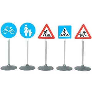 Theo Klein 2993 5-delige verkeersbordset, voor het initiëren van kleine fietsen in de verkeersveiligheid, speelgoed voor kinderen vanaf 3 jaar