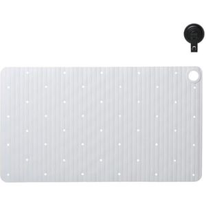 Sealskin Ribb Badmat, antislip, met haken, zwart, wit, 40 x 70 cm