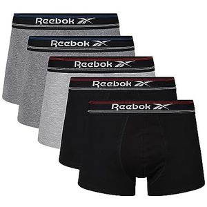 Reebok Reebok boxershorts voor heren in antraciet/blauw/grijs met nylon band en vochtregulerend, 5 stuks boxershorts voor heren, Veelkleurig (Zwart Marl Grey/Marl Grey)