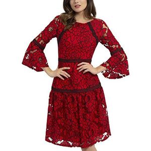 APART Fashion Dames kanten jurk avondjurk formeel, rood (rood-zwart rood-zwart)