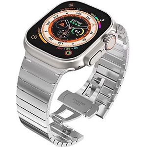 Dabeto Titanium horlogeband compatibel met Apple Watch Ultra Band 49 mm titanium metaal met gebogen gesp Compatibel met Apple Watch SE/serie 8/7 45 mm/44 mm, titanium zwart