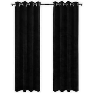 LW Collection Gordijnen, fluweel, 290 x 270 cm, zwart