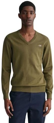 GANT Classic Cotton V-hals Sweatshirt voor heren, Jeneverbes groen