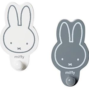 roba ""miffy®"" wandhaken voor kinderkamer - vorm konijnenoren - babykleerhangers - 2 stuks - wit/grijs