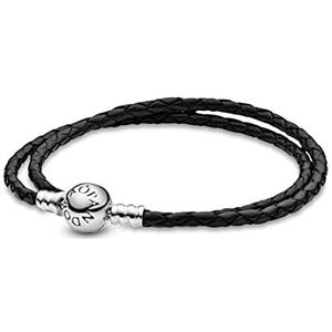 Pandora moments armband, 41 cm, Leer, zonder steen