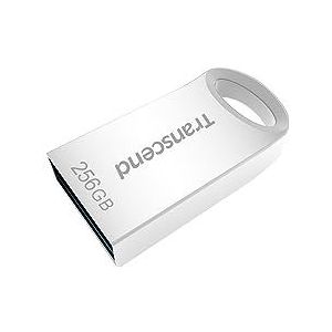 Transcend JetFlash TS256GJF710S USB-stick 3.1 Gen 1 voor sleutelhanger, 256 GB, zilverkleurig