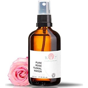 B.O.T Cosmetic & Wellness - Eau Florale Rose Hydrolat Organique 100% Pure | Hydrate Peau Sensible | Parfum d'Été | Anti-Perte Cheveux, Transparent, 500 ml - 1 Lot
