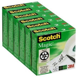 Scotch Magische tape - 6 rollen, 19 mm x 33 m - ideaal voor kantoor en school
