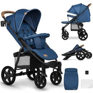 LIONELO Annet Plus kinderwagen, voor baby's vanaf de geboorte tot 22 kg, waterdichte XXL-luifel, rugleuning verstelbaar tot ligpositie, grote wielen, voetenwarmer, muggennet, 5-puntsgordels