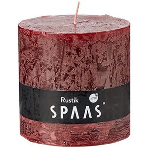 Spaas Rustic Unscented Pillar Candle 100/mm, 75 uur, wijnrood