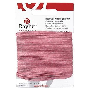 Rayher Gewaxte katoengaren voor het maken van sieraden en knutselen, 1 mm, kaart 20 m, roze, 5169133
