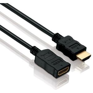 HDSupply X-HC005-XXXE HDMI-verlengkabel met ethernet, HDMI-A (19-polig) naar HDMI-A bus (19-polig), vergulde contacten, zwart