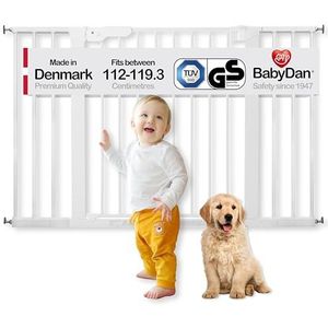 Baby Dan Premier drukbarrière voor deur/trap, wit, 112-119,3 cm