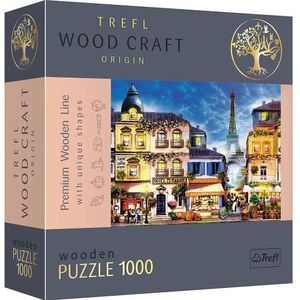 Trefl Puzzel van hout, Franse straat, 1000 stukjes, houthandwerk, onregelmatige vormen, 100 Franse monumenten en symbolen, moderne puzzel, doe-het-zelf, voor volwassenen en kinderen