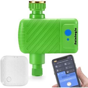 Sainlogic WiFi irrigatietimer met app, automatische irrigatie, met gateway, intelligent, IP66, waterdicht, irrigatie-timer voor tuin, gazon, veld, kraan ½ ""¾""1"", groen