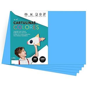 Kleurrijk karton, A4, intensieve kleuren, 180 g, kleurrijke vellen voor handwerk, print je creatieve documenten en tekeningen, A4 gekleurde vellen · m-office (25 vellen, turquoise-blauw)
