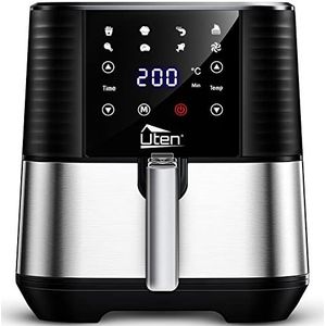 Uten Uten Airfryer XXL heteluchtfriteuse 5,5 liter met digitaal led-touchscreen, 7 programma's, 32 recepten, voorverwarmen en warmhouden, anti-aanbaklaag, vetvrij, 1700 watt