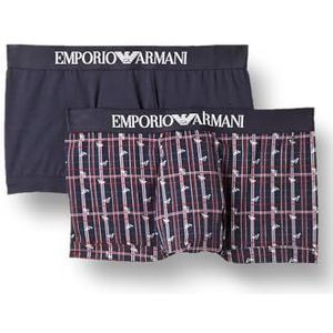 Emporio Armani boxershorts voor heren, geruit + adelaar/marineblauw, L, Karos + adelaar/marine