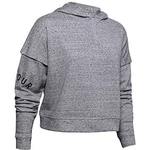 Under Armour UA Rival Terry gebreide fleece jas met capuchon voor dames, (Full Heather-staal/zwart/zwart (035))