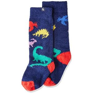 Joules Fleece sokken, ademend en super zacht, fluffy-marineblauw, All Over Dino meisjes, marineblauw, M, Marine.