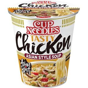 Nissin Cup Noodles - Tasty Chicken - Single Pack - Soup Style - Japanse instantpasten - kippen- en groentesmaak - Snel bereiden - Aziatische levensmiddelen (1 x 63 g)