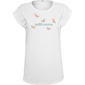 Mister Tee Dames T-shirt met Self-Care, maat L, wit, L, Weiss