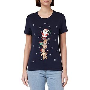 Only Onlxmas Yrsa Christmas Reg S/S Top Jrs damestop (3 stuks), Night Sky/Print: Vrienden