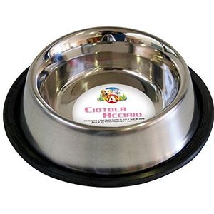 Croci - Voerbak voor honden en katten van roestvrij staal, inhoud 0,25 l, hygiënisch en duurzaam, met antislip rubber, vaatwasmachinebestendig, diameter boven 10 cm
