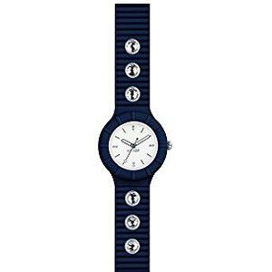 HIP Hop Dameshorloge model CRYSTAL met siliconen armband Solo Tempo - 3H kwarts, Armband: blauw, wijzerplaat: wit., ONE SIZE, armband