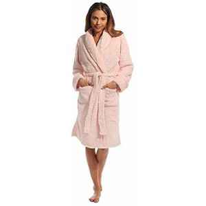 Light & Shade Badjas voor dames, superzacht, fleece, zonder capuchon, roze/S/M