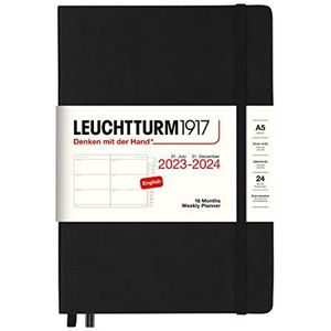 LEUCHTTURM1917 367604 Weekplanner (A5) 2024, 18 maanden, zwart, Engels