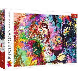 Trefl - Kleurrijke leeuw – puzzel 1000 stukjes – portret van een leeuw, moderne doe-het-zelfpuzzel, creatief entertainment, grappig, klassieke puzzels met dieren, voor volwassenen en kinderen vanaf 12