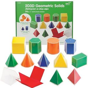 edxeducation 2D3D 24 stuks geometrische lichamen, 12 vormen, 12 vouwnetten en handleiding (mogelijk niet beschikbaar in het Nederlands), wiskunde en geometrie voor kinderen, meerkleurig/oceaangolven