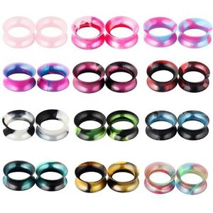 GUSXPPD 12 paar siliconen oordopjes, dubbel uitlopend, voor dames en heren, gemengde kleuren, 6 tot 18 mm, 12 mm, Siliconen, Geen edelsteen