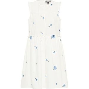 DreiMaster Midi-jurk voor dames, wol wit blauw, L, Wol, wit, blauw