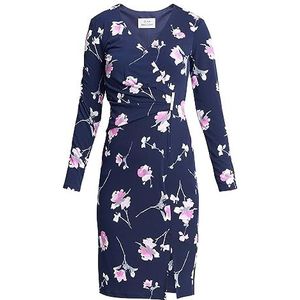 Gina Bacconi Robe portefeuille pour femme avec bordure dorée, Bleu marine/rose, 42